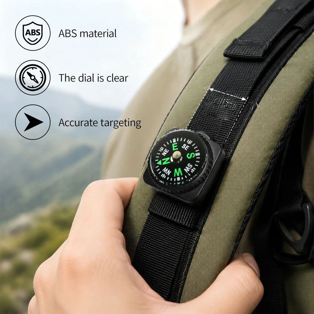 Portable Button Outdoor Survival Compass Navigation Tool 4PCS Leather Pouch Compass Orienteering Hiking Camping Navigator Tool