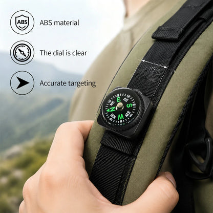 Portable Button Outdoor Survival Compass Navigation Tool 4PCS Leather Pouch Compass Orienteering Hiking Camping Navigator Tool