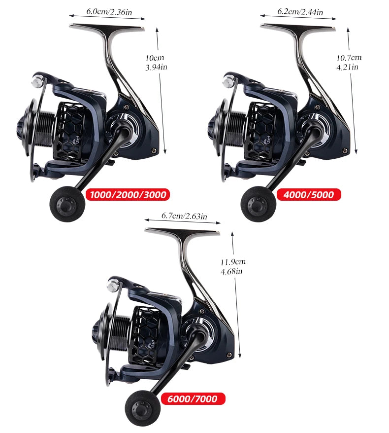 BILLINGS Spinning Reel Metal Spinning Fishing Reel 12KG Max Drag for Freshwater Saltwater 5.2:1 Gear Ratio Fishing Reels