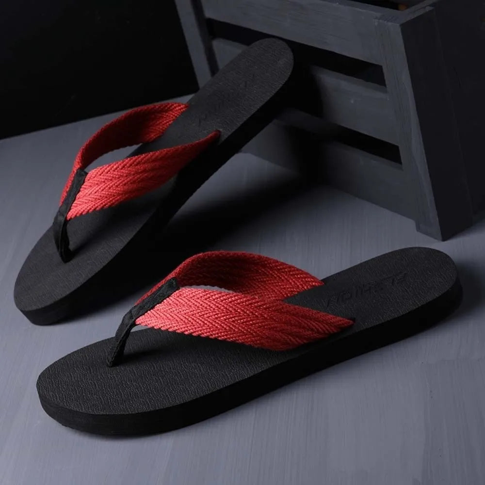 1 Pair Sandal Soft High Elasticity Flip Flops Anti-slip TPR Flat Bottom Slippers Resilience Thickened Beach Flip Flops Summer
