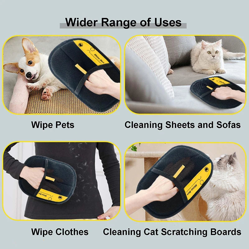 Pet Hair Removal Glove Upgraded Electrostatic Grooming Glove for Cat Dog Reusable Static Fur Remover Glove for Furniture Ca