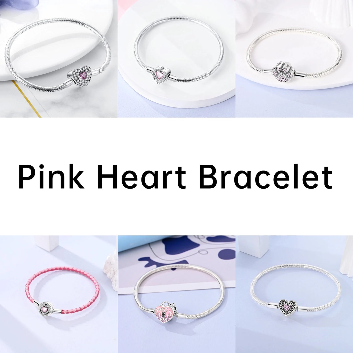 Silver 925 Bracelet Original Bracelets Colorful Zircon Heart Flower Cat Snake Chain For DIY Charms 17-20CM Luxury Jewelry Gifts