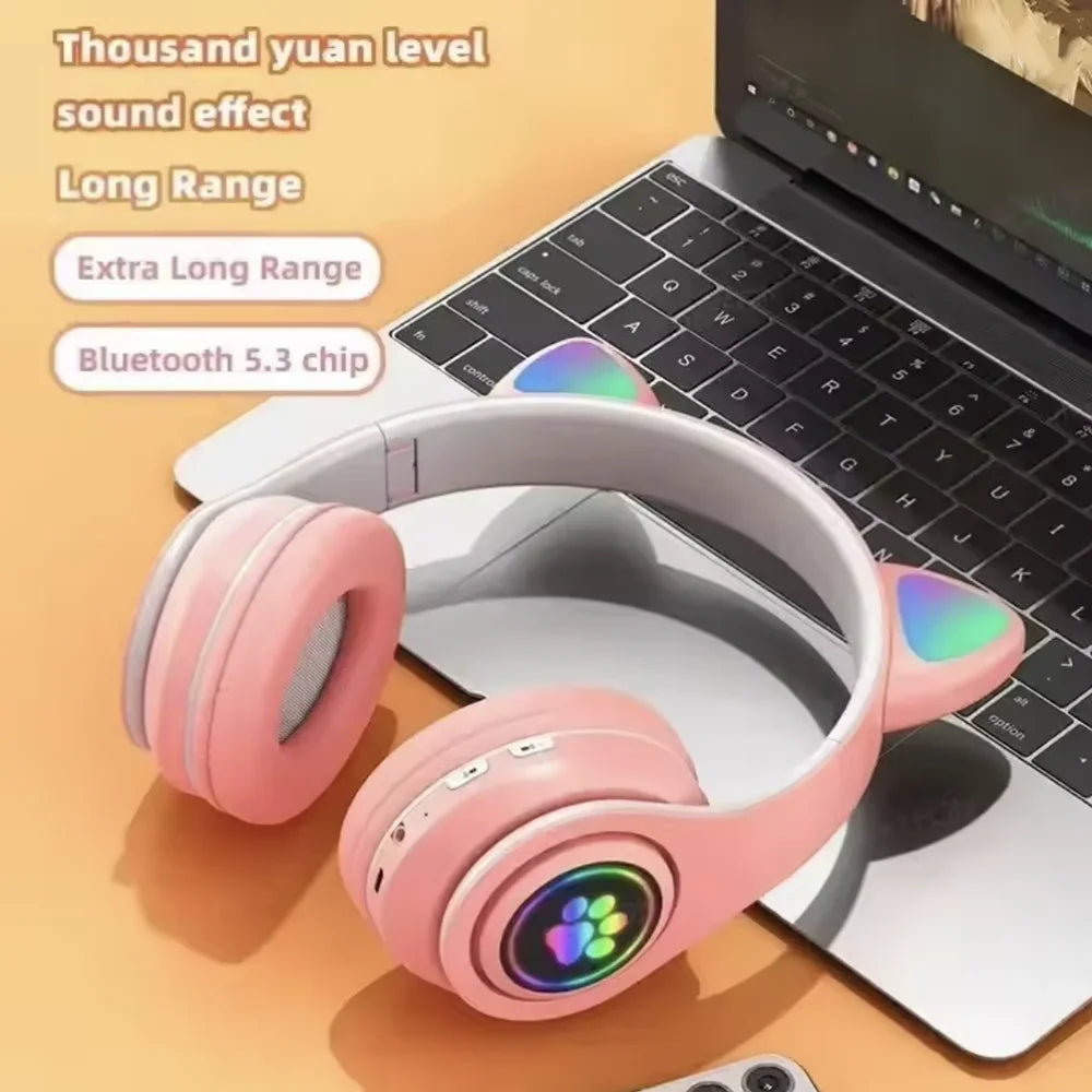 Cat Shaped Wireless Bluetooth Earphones Handsfree Earbuds with Microphone for All Phones Fashion Headphoens Game Headset