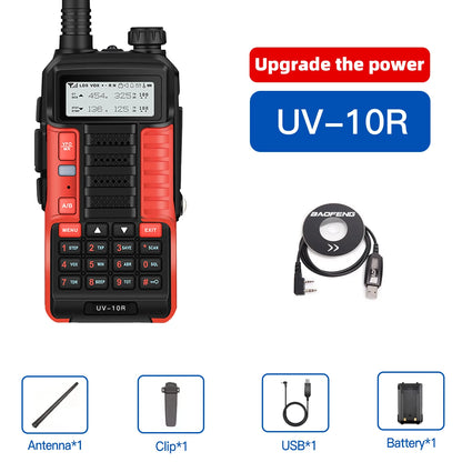 1PC Baofeng UV-10R Dual Band HF Transceiver High Power 10W Professional UV10R Walkie Talkie Long Distance Two Way Ham Radio