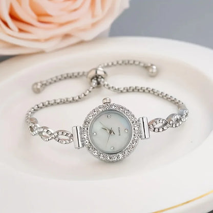 1 piece of women's luxury rhinestone quartz watch, paired with a durable zinc alloy strap