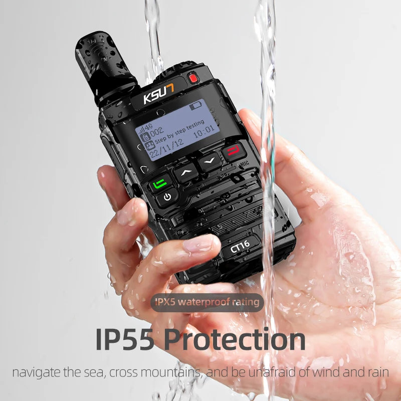 KSUN CT16 Globalptt Walki Talky 4g LTE POC Internet Radio 100 km Long Range 5000 Miles Walkie Talkies with SIM Card