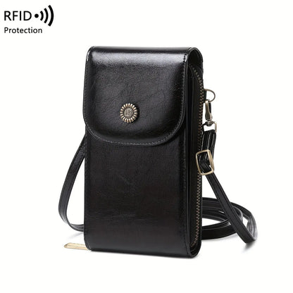 RFID Blocking Crossbody Phone Wallet Soft Leather Wallets Vintage Cell Phone Purse Versatile Female Shoulder Bags Women Handbag