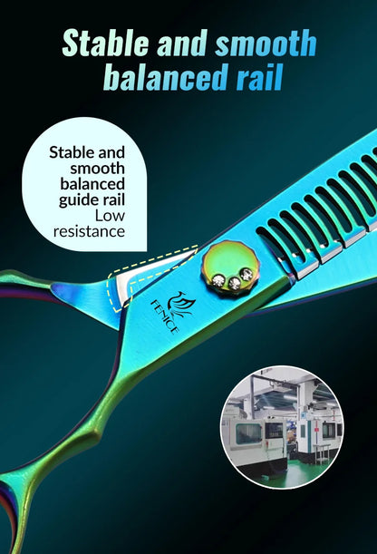 Fenice JP440C 7/7.5 Inch Professional Pet Dogs Grooming Scissors Kits Straight Curved Thinnier Chunker Shears Set For Dogs