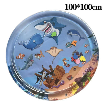 Large Pet Water Sensory Mat Inflatable Sea Animal Design Playmat for Dogs Cats Thickened Splash Proof Activity Toy with Fishes