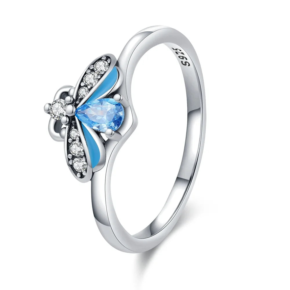 New Original Cartoon Animal Ring S925 Sterling Silver Rings Fashion Elegant Jewelry Romantic Gift For Woman Fine Butterfly Ring