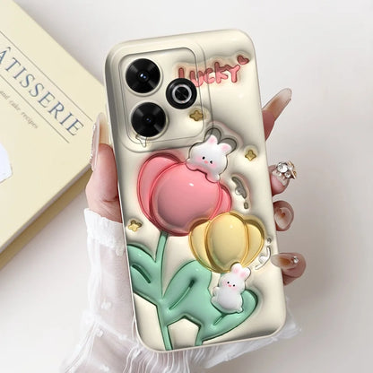 Casing For Redmi 13 Case 13 5G Cute Cat Fashion Luxury Flowers Silicone Shockproof Back Cover For Redmi 13 5G Phone Case Bumper