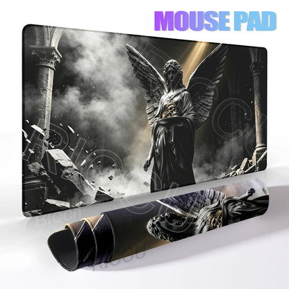 Black Majestic Sculpture Mouse Pad Large Desk Accessories Desk Pad Rubber Base Edge Mousepad Non-Slip Mousepad for Office