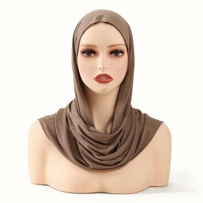 Hot Selling Ins Soft Jersey Instant Hijab Scarf for Women Muslim Solid Color Ready to Wear Hijab  Sport Underscarf Headwraps