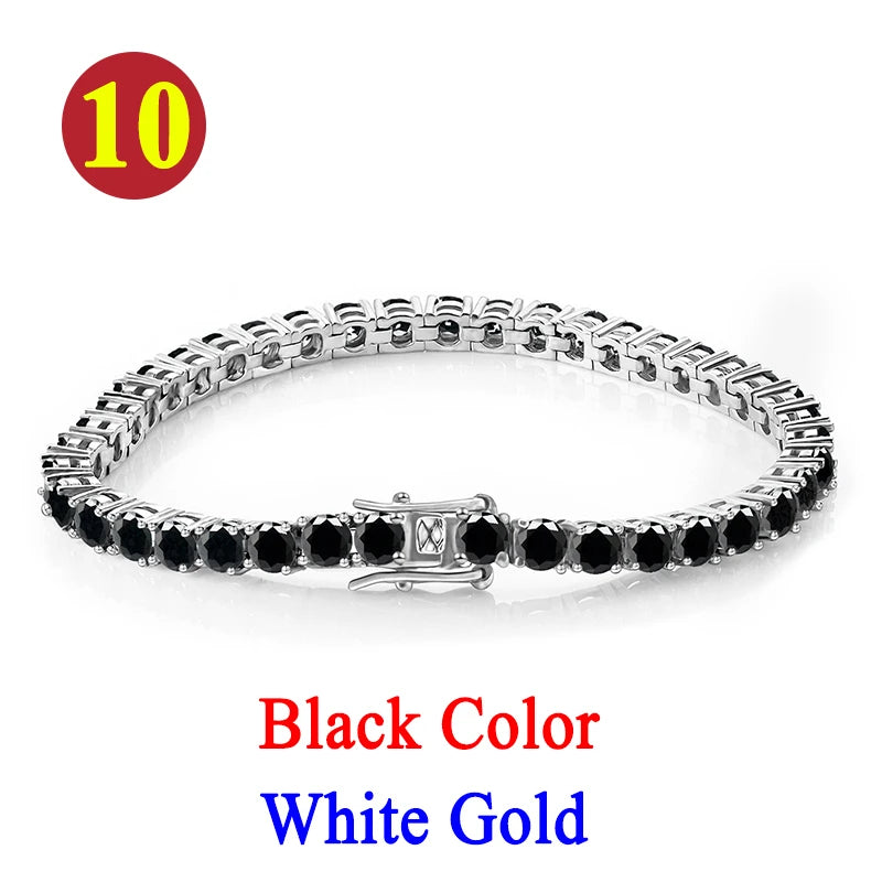Colorful 3mm Luxury  Certified Moissanite Tennis Chain For Women 925 Sterling Silver Man Moissanite Bracelet Chain Hip hop