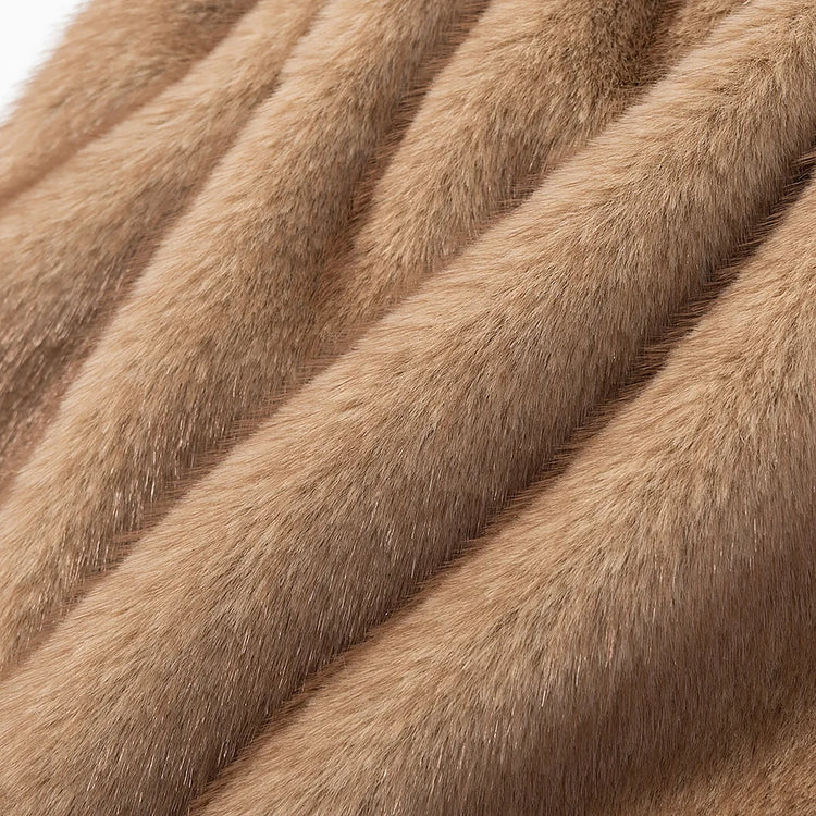 Winter Thick Sleeveless Faux Fur Jacket Women Vintage Stand Collar Waist Cinched Warm Coat Female Daily Commuting Street Outfits