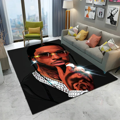 Legend Star Hip Hop Rapper Art Carpet Rug for Home Living Room Bedroom Sofa Doormat Decor,kids play Area Rug Non-slip Floor Mat