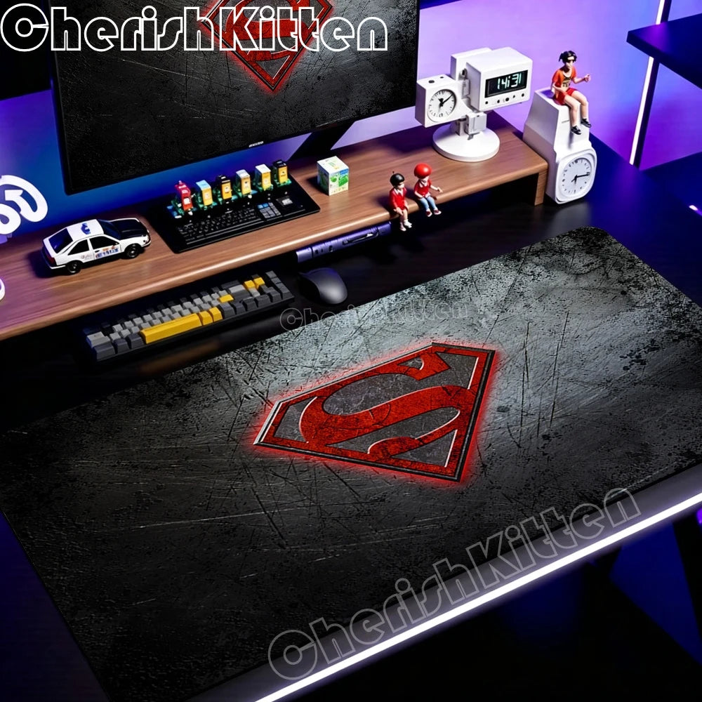 PC Office Speed Gamer Keyboard Mousepad Anime S-Superman Mouse Pad Laptop Gaming Accessories XXL Desk Mat 90x40 Non-slip Carpet
