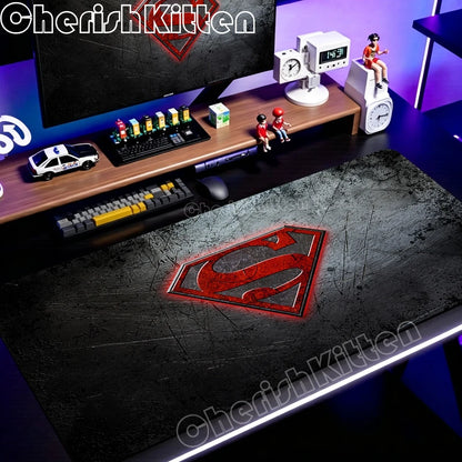 PC Office Speed Gamer Keyboard Mousepad Anime S-Superman Mouse Pad Laptop Gaming Accessories XXL Desk Mat 90x40 Non-slip Carpet