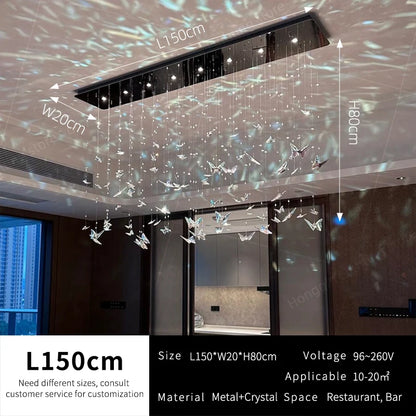 Crystal Chandelier Pendants Butterfly Chandelier Over the Table  Hanging Lights for Kitchen Island Living Room Pendent Lamp