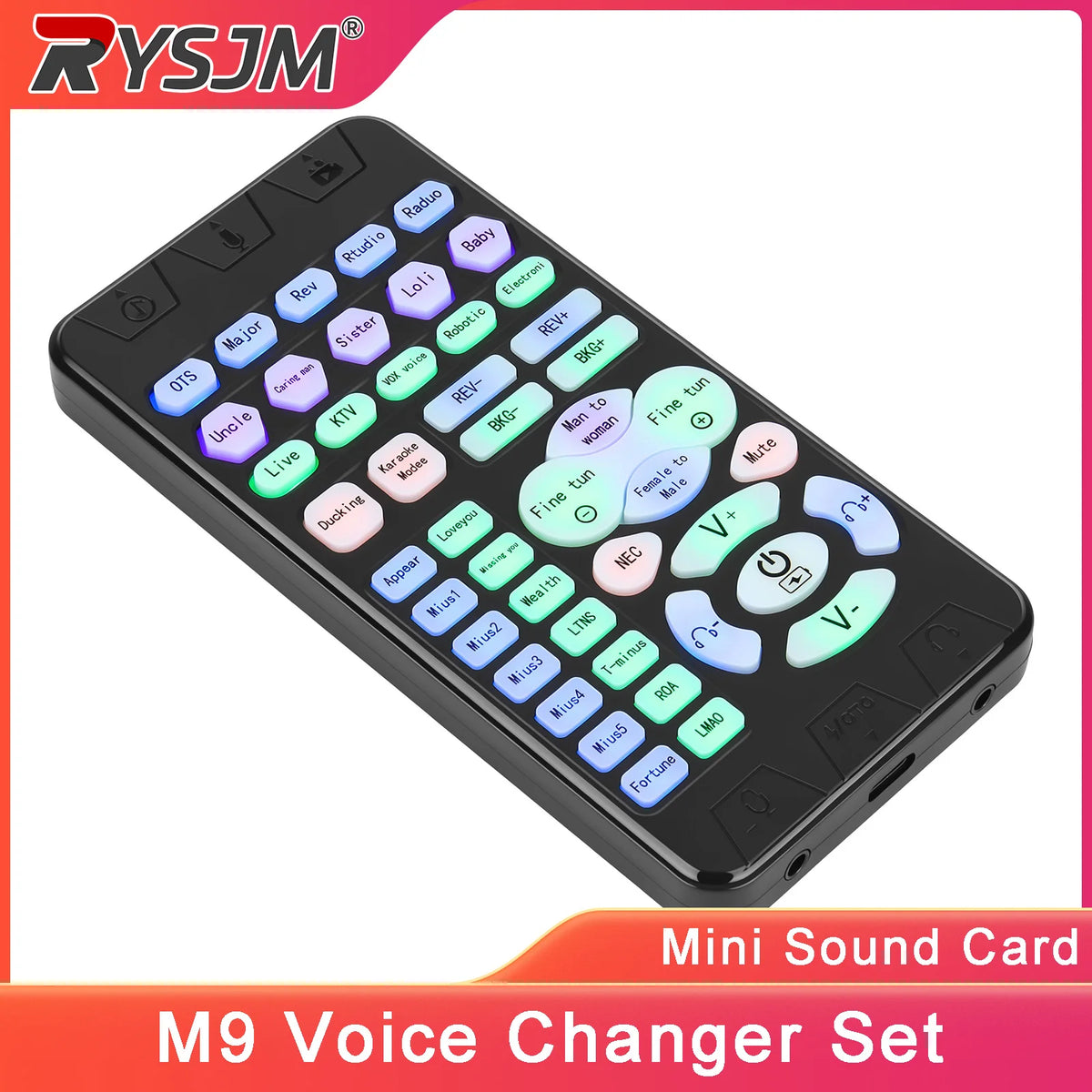 M9 Voice Changer Set Microphone D/A Input Channel K-Songs/Live Streaming/Bel Canto/Voice Changing For Game Anchor Recording