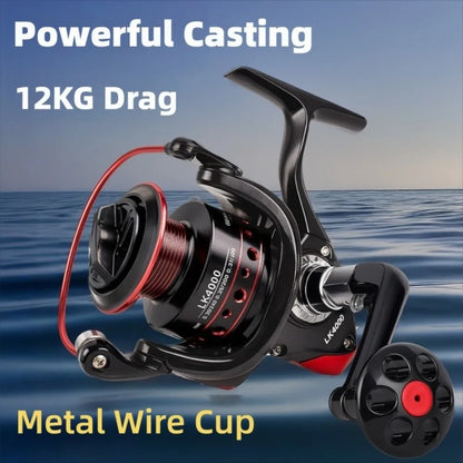 Durable Max Drag 12KG Fishing Reel 5.2:1 1000-7000 Spinning Reels Lightweight Low Noise Sea Fishing Tool Fishing Accessories