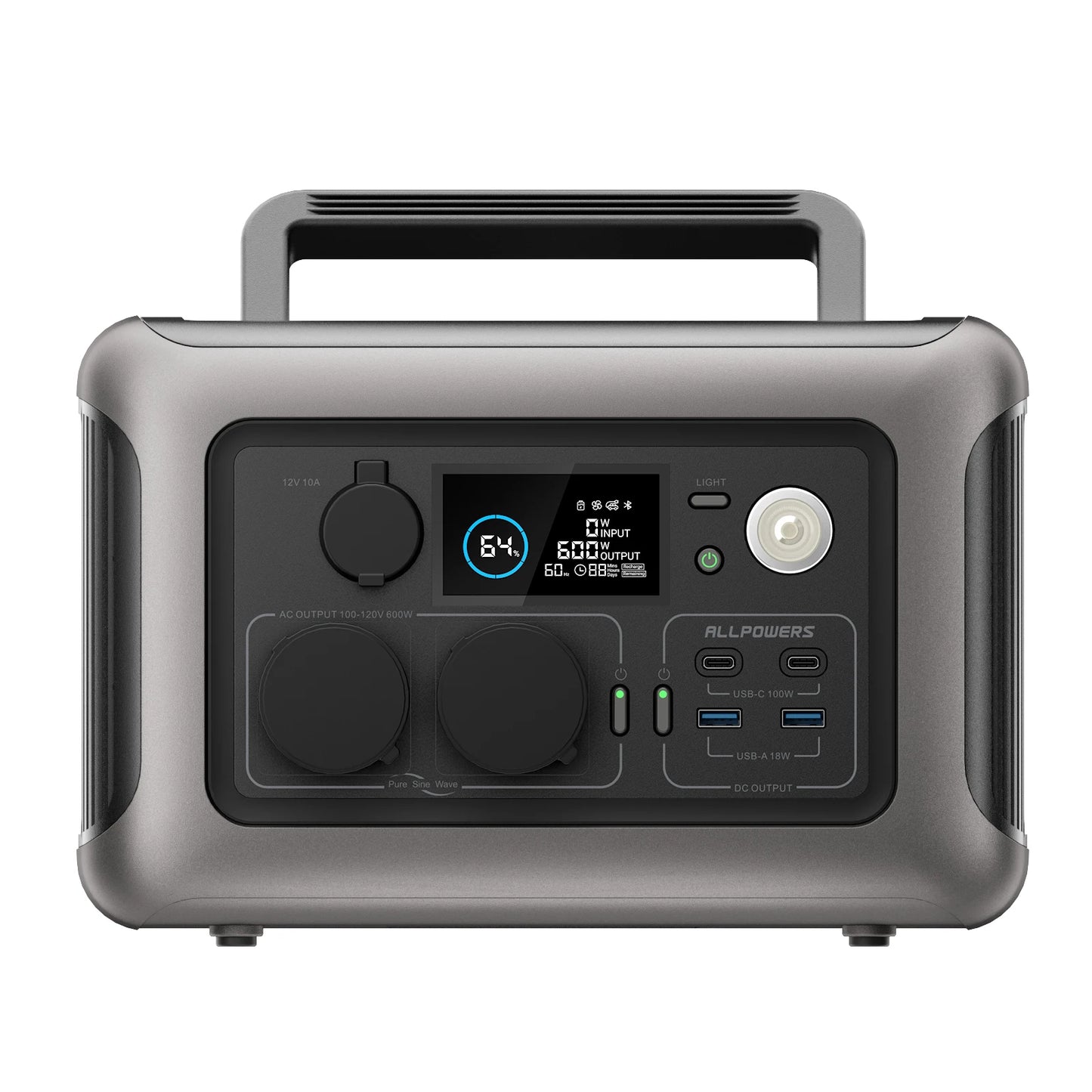ALLPOWERS R600 LiFePO4 Battery Solar Generator 299Wh 600W Portable Power station & Solar panel 100W for Home Backup RV Camping