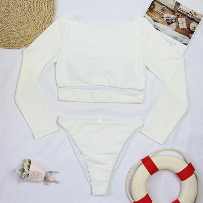 TYAKKVE Surf Swimwear Rash Guard Long Sleeve One Piece Swimsuit For Women Print High Neck Bodysuits Swim Suits Backless Monokini