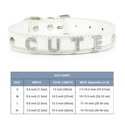 (Free Bling Rhinestone Letter)Custom Pet Cat Dog Collar Leather Puppy Collars For Small Medium Dogs Target Personalized Id Name