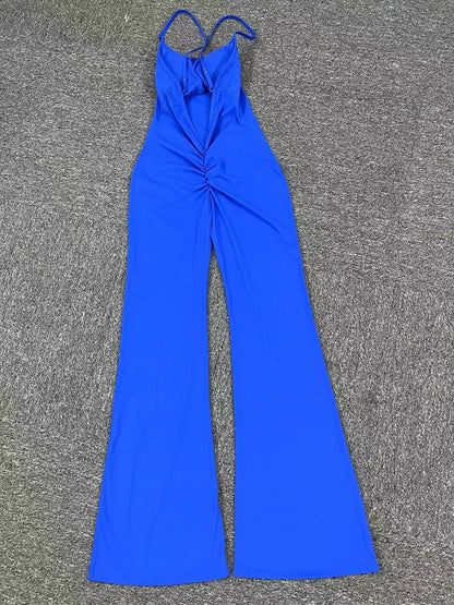 Sports Overalls for Women Sportswear Flared Jumpsuit Woman Padding Jumpsuits Gym Combinaison Femme Coffee Gray Navy Blue Red