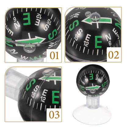 Car Compass Ball High Strength ABS Car Dashboard Ornament Portable Outdoor Navigation Vehicle Dash Mount Compass