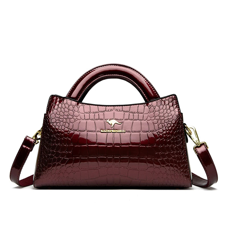 KAIDIFEINIROO Kangaroo Brand Alligator Pu Leather Shoulder Crossbody Bag Clutch Hand Bags for Mother Small Women Handbags New