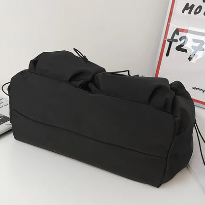 Fashionable Crossbody Bag with Drawstring Accent - Spacious & Secure Zipper Closure - Includes Stylish Bag Charm