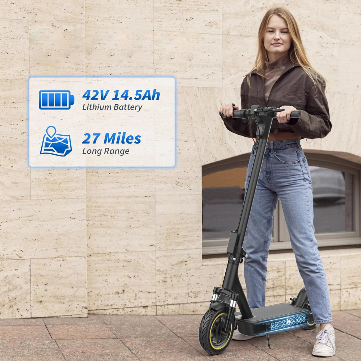 Electric Scooter, 500W Powerful Motor & 22MPH Top Speed, 28 Miles Range, Folding E Scooter with Dual Braking for Teens and Adults