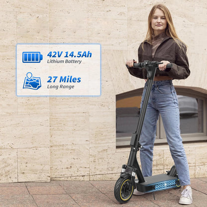Electric Scooter, 500W Powerful Motor & 22MPH Top Speed, 28 Miles Range, Folding E Scooter with Dual Braking for Teens and Adults