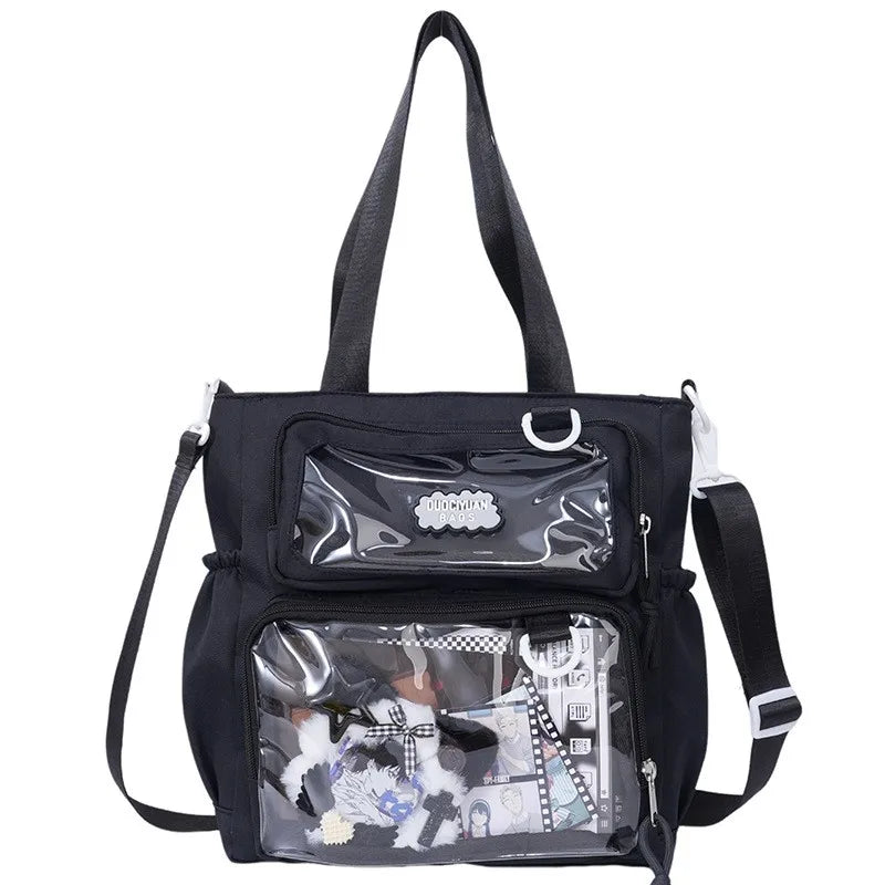 Y2K Japanese Preppy Style Shoulder Crossbody Bag New Nylon School Bags for Teenage Girls Transparent Itabag Backpacks Ita Bag
