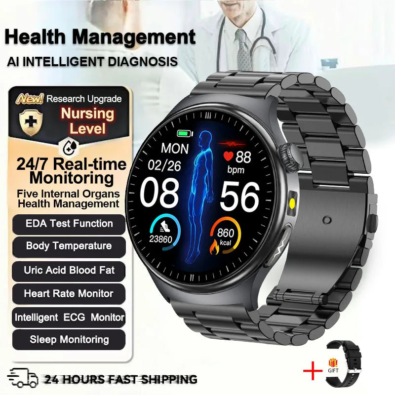 2026 New Health Sport ECG AI Diagnosis Smart Watches Men Heart Rate Blood Pressure IP68 Waterproof Smartwatches For Men Women