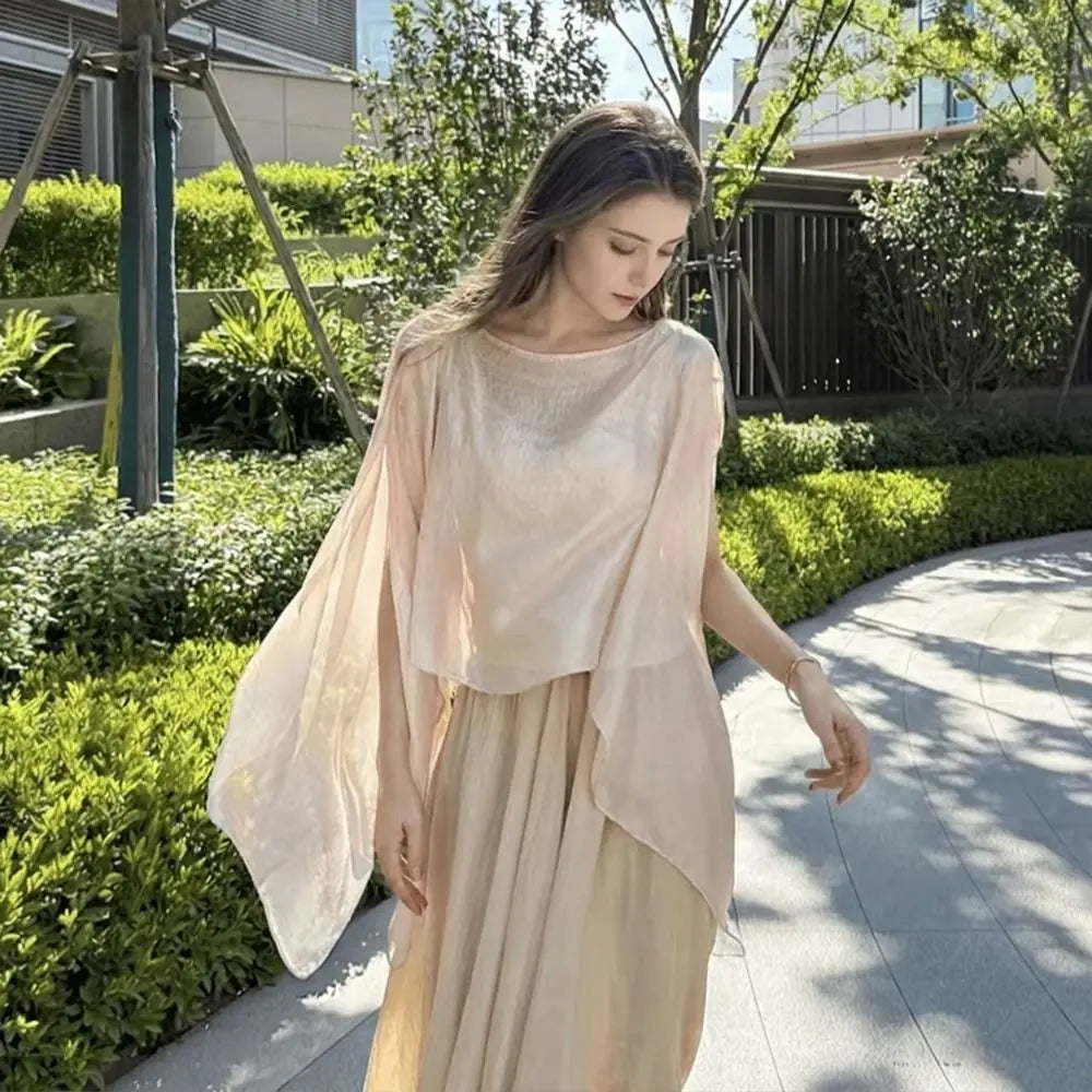 Multicolor Sun Protection Shawl Chiffon Thin Air-conditioned Sweater Travel Photography Vacation Trendy Scarf Summer Season