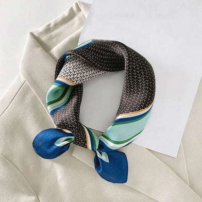 Silk Scarf For Bag Lady Neck Tie 100% Silk Scarf Luxury Brand Print Flower Stripe Plaid Dot Bandana Hair Tie Handkerchief Gifts