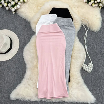 2026 Summer Fashion New Women's Elegant Design Sensual Hip Hugging Half Length Skirt Sexy High Waist Mid Length Fishtail Skirt