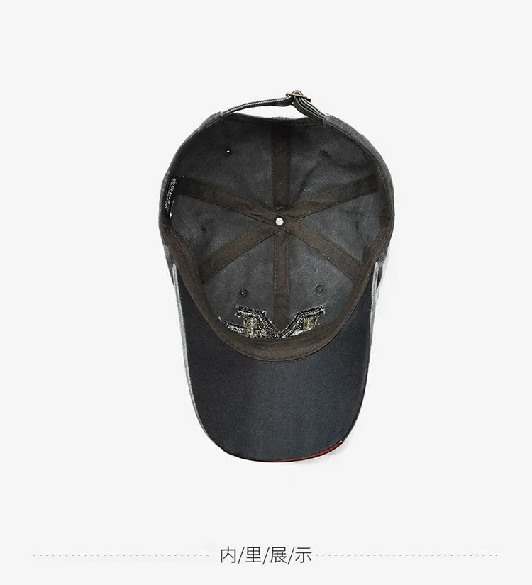 Outdoor sports hat retro men's washed faded old cowboy hat M letter cotton soft top embroidered sunshade baseball cap