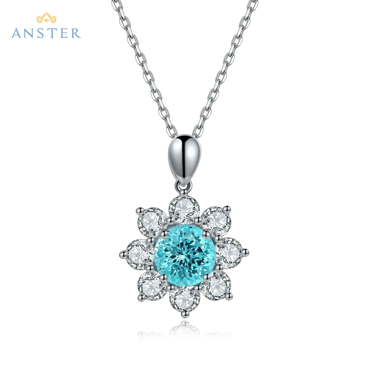 Women Diamonds Pendant Necklaces Charms 925 Silver Lab Paraiba Jewelry