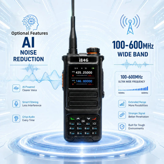 10W Walkie Talkie IP68 Waterproof Two Way Radio 100-600MHz Long Range with LED Display & Flashlight for Outdoor Hunting
