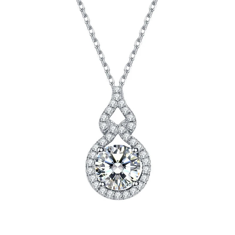 OXTAO D Color Moissanite Infinity Pendant Necklace Women Real 925 Sterling Silver Engagement Luxury Gourd Shape Jewelry