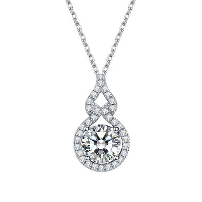 OXTAO D Color Moissanite Infinity Pendant Necklace Women Real 925 Sterling Silver Engagement Luxury Gourd Shape Jewelry
