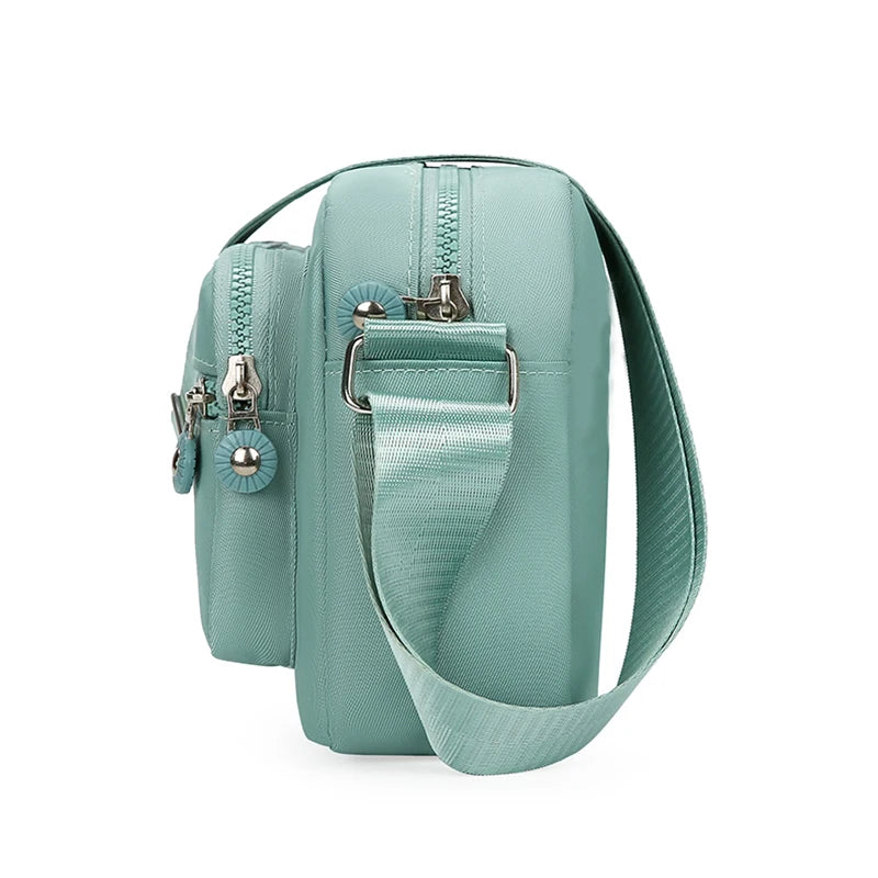 Women's Solid Color Multi-Pocket Crossbody Bag, Multi-Functional Shoulder Bag, Trendy Same-Color Business Bag