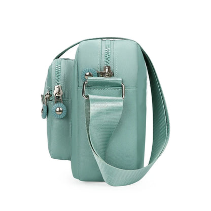 Women's Solid Color Multi-Pocket Crossbody Bag, Multi-Functional Shoulder Bag, Trendy Same-Color Business Bag