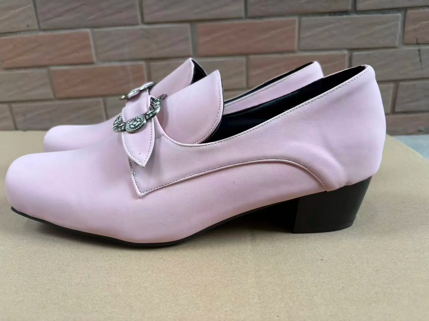 Vintage Medieval Renaissance Frock Shoes Unisex Block Heels With Buckle Boot Halloween Cosplay Costume Party Historical Footwear