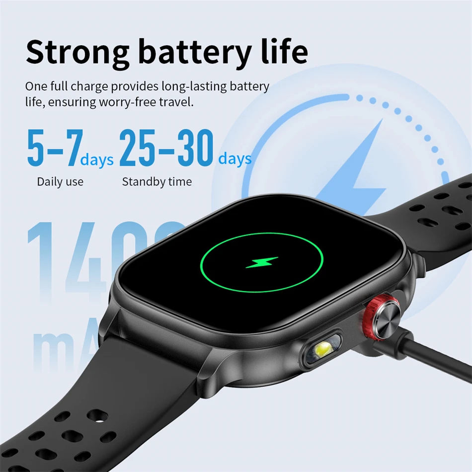 2026 New Sport Smart Watch 1400mAh Battery Fitness Tracker IP68 Waterproof Heart Rate Bluetooth Call Health Smartwatch Men Women