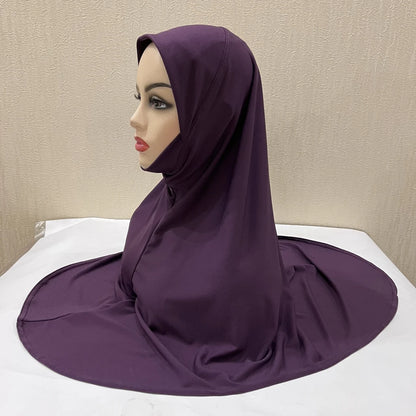 H124 Adults high quality big size muslim hijab scarf with chin part islamic headscarf hats armia pull on headwrap turban caps
