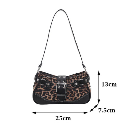 Fashion PU Shoulder Bags Leopard Print Retro Messenger Bag Large Capacity Underarm Bag Women Daily Use Handheld Bag